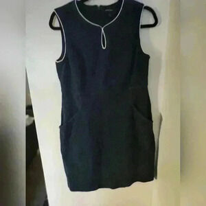 Lands End Womans Navy Nautical Keyhole Sleeveless Dress Size 12p (46)
